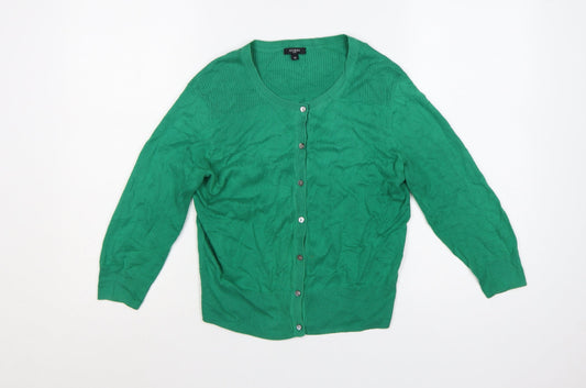 Hobbs Women Green Cotton Button Cardigan Size 12