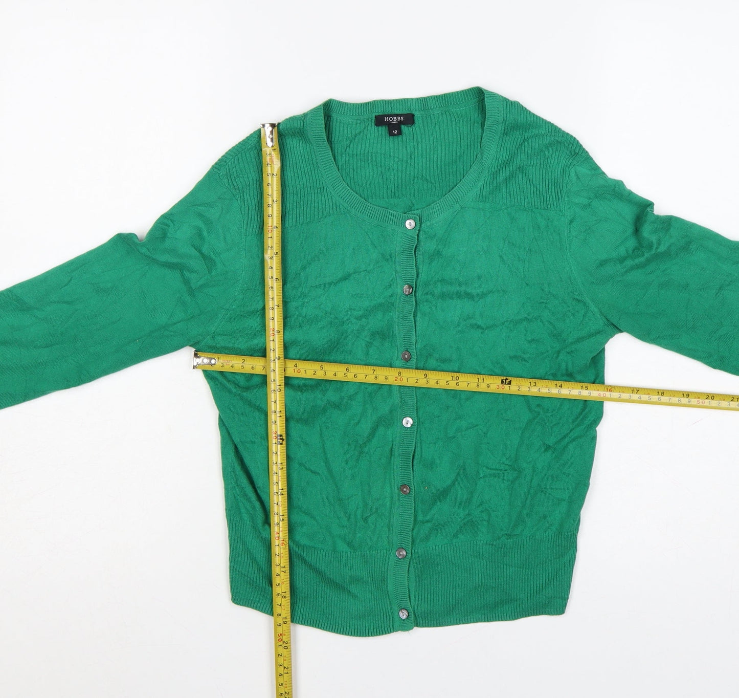 Hobbs Women Green Cotton Button Cardigan Size 12