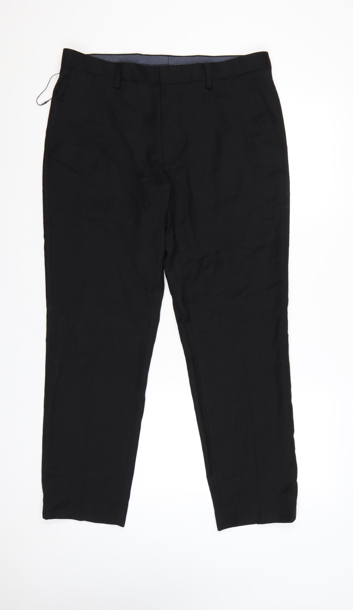 Marks and Spencer Men's Black Wool Blend Formal Dress Trousers 34W 29L