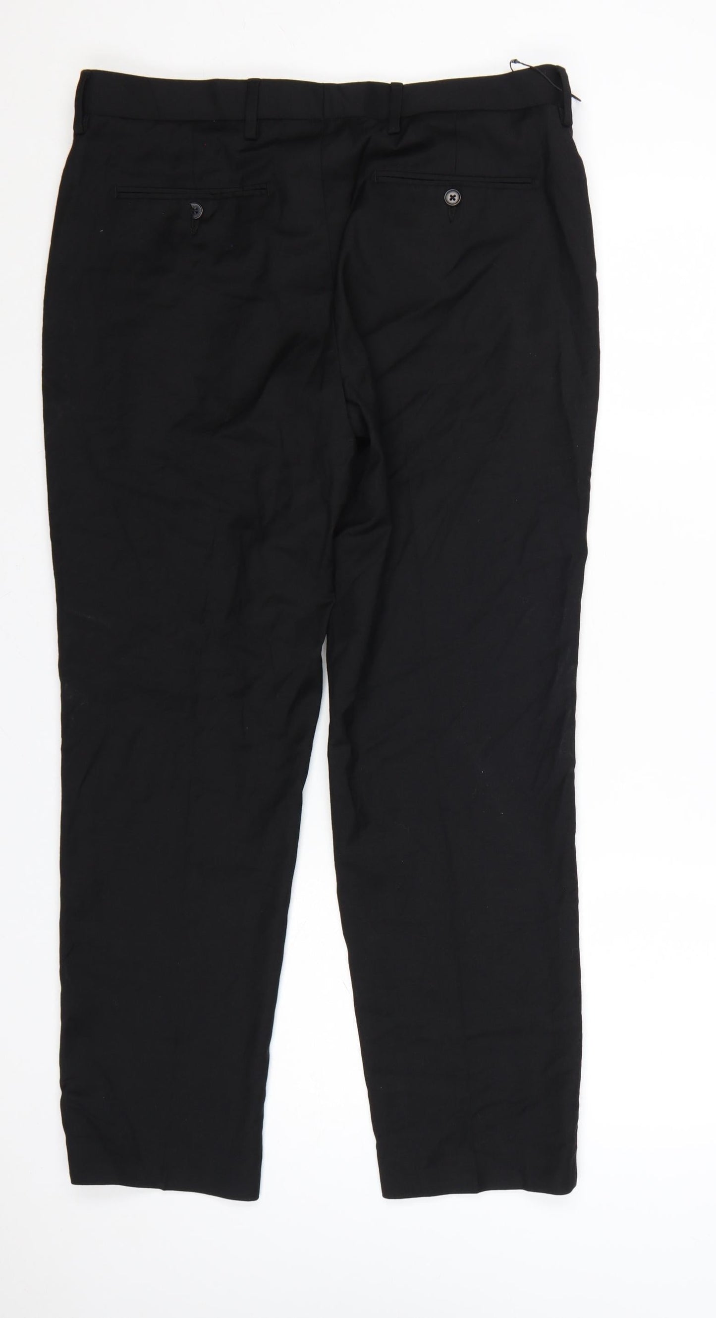 Marks and Spencer Men's Black Wool Blend Formal Dress Trousers 34W 29L