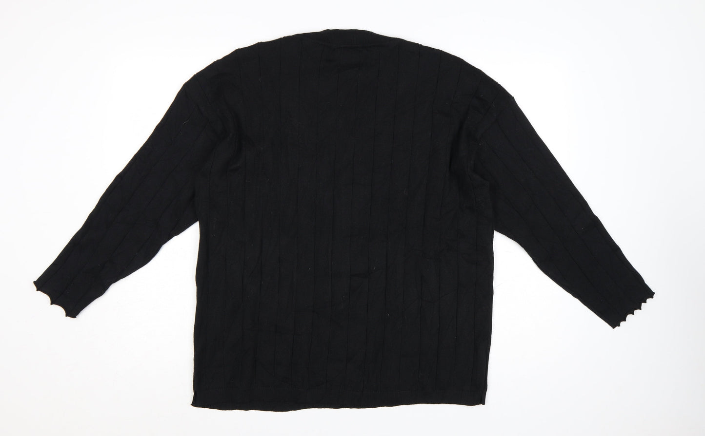 Lama Women's Black Polyester V-Neck Knit Pullover Jumper Size M