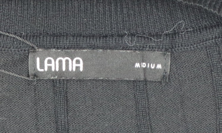 Lama Women's Black Polyester V-Neck Knit Pullover Jumper Size M