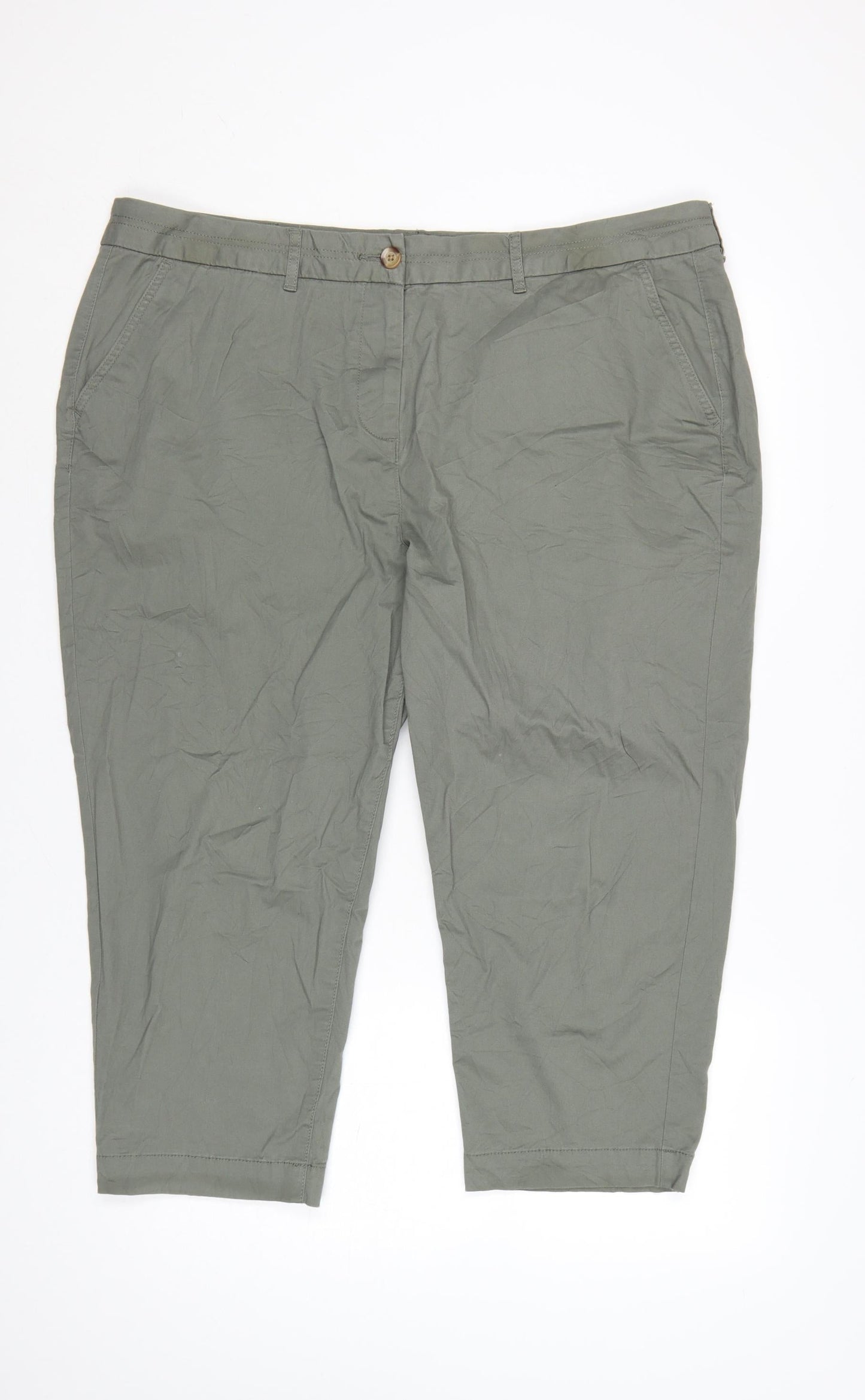 Bonmarché Women’s Green Cotton Capri Trousers Size 20