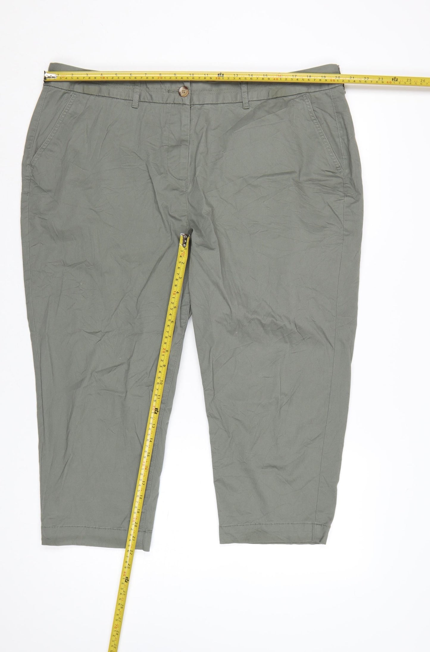 Bonmarché Women’s Green Cotton Capri Trousers Size 20