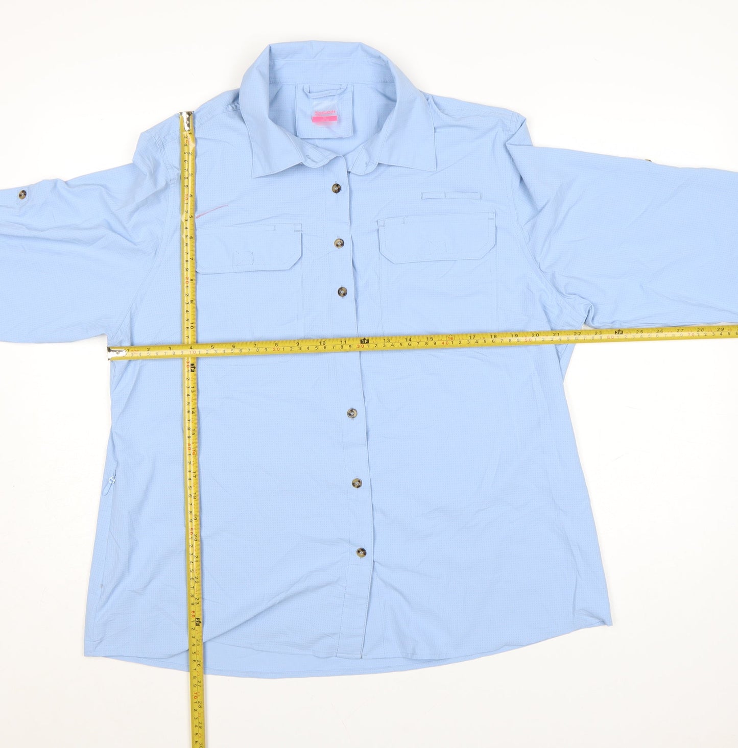 33,000ft Women's Blue Long Sleeve Button-Up Shirt UK 16