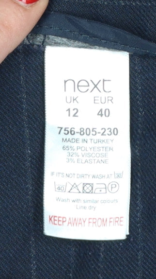 Next Women’s Blue Pinstripe Tailored Dress Trousers Size 12
