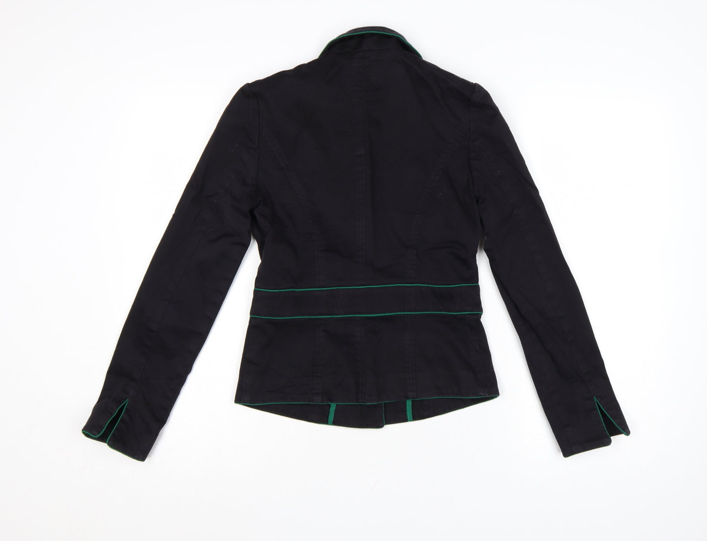Miss Selfridge Women Black Blazer UK 10 Tailored Cotton Jacket
