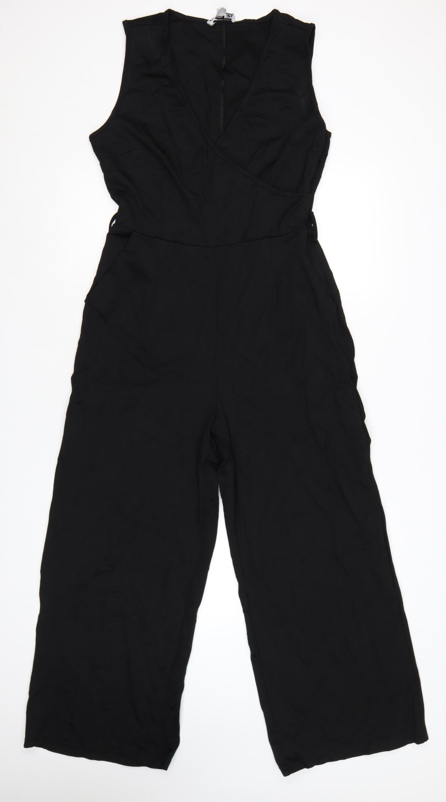 Unique21 Women Black Sleeveless Wide-Leg Jumpsuit Size 12