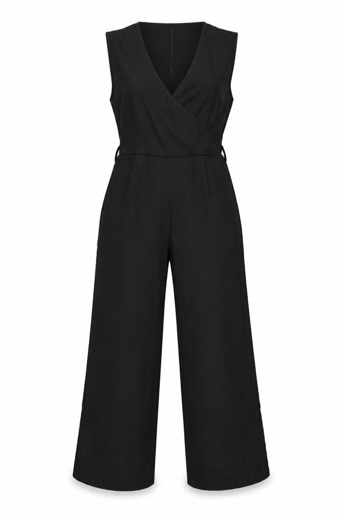 Unique21 Women Black Sleeveless Wide-Leg Jumpsuit Size 12