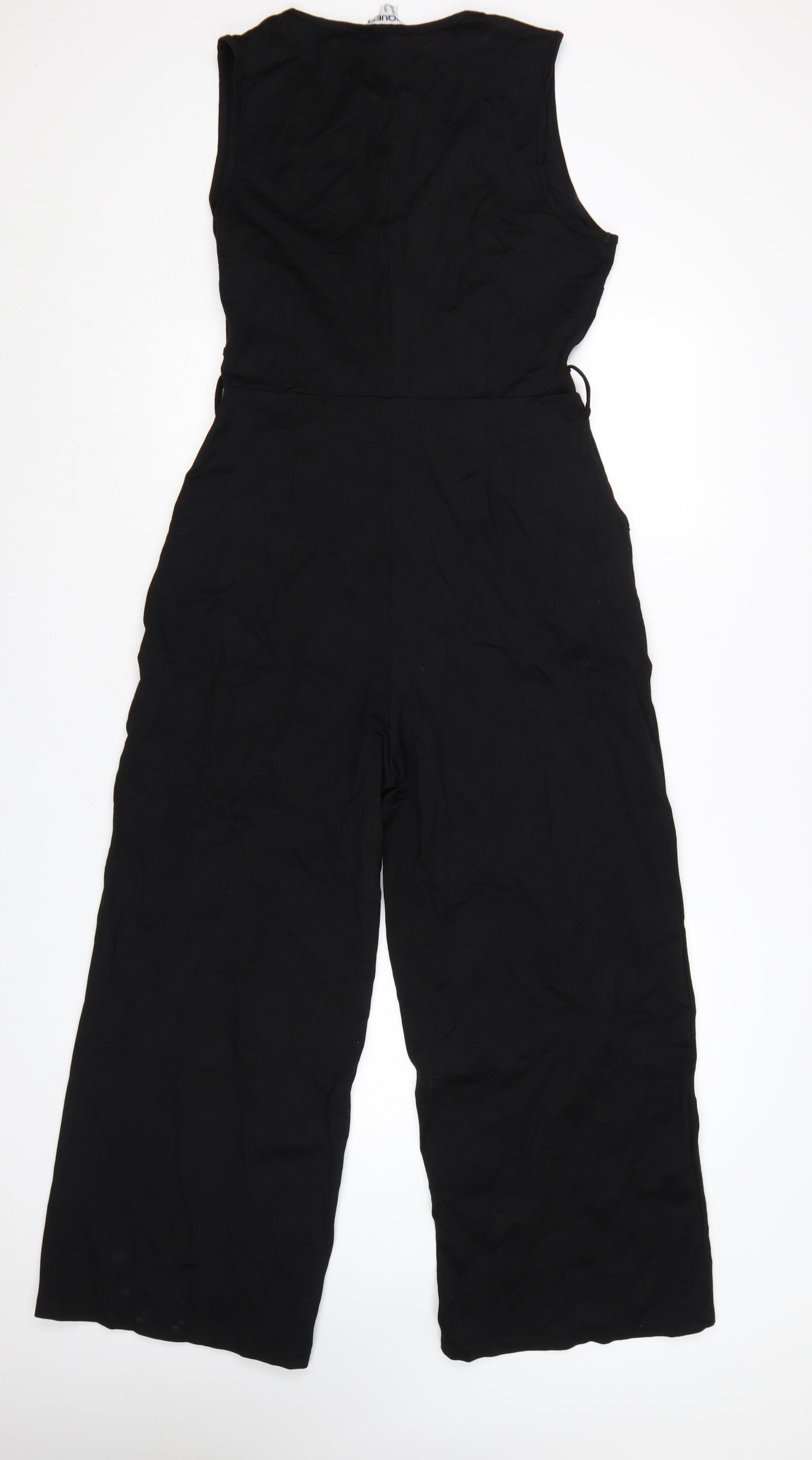 Unique21 Women Black Sleeveless Wide-Leg Jumpsuit Size 12