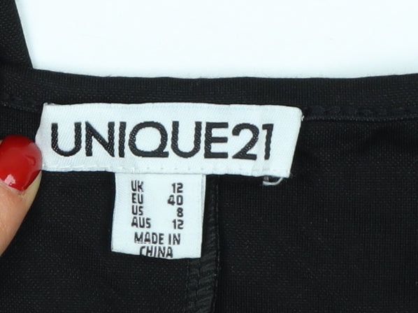 Unique21 Women Black Sleeveless Wide-Leg Jumpsuit Size 12