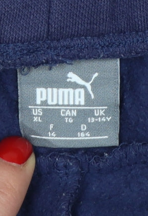 Puma Boys Blue 13-14 Years Jogger Sweatpants with Pockets