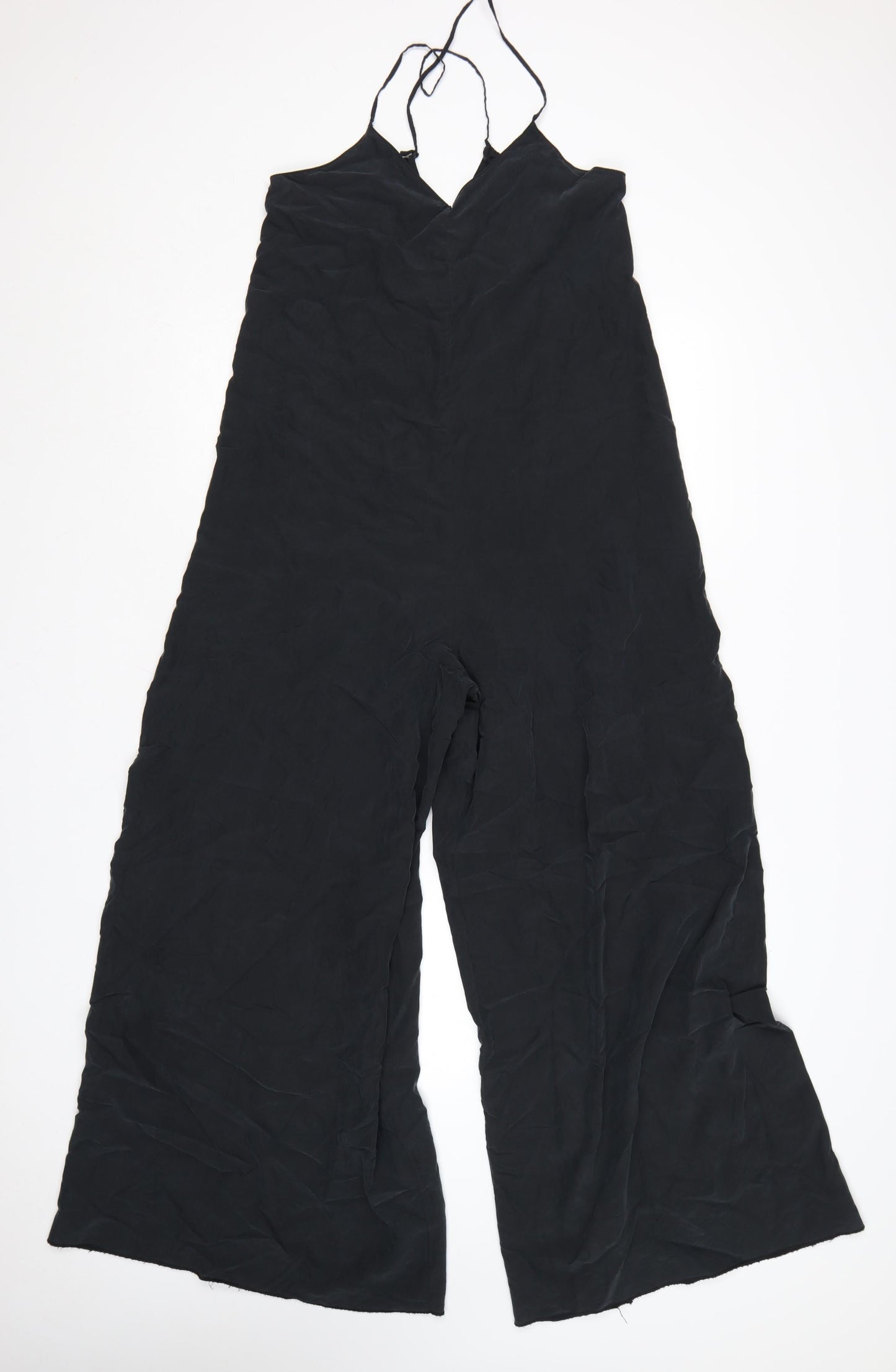 Zara Women Black Wide-Leg Strappy Jumpsuit Size S Lightweight