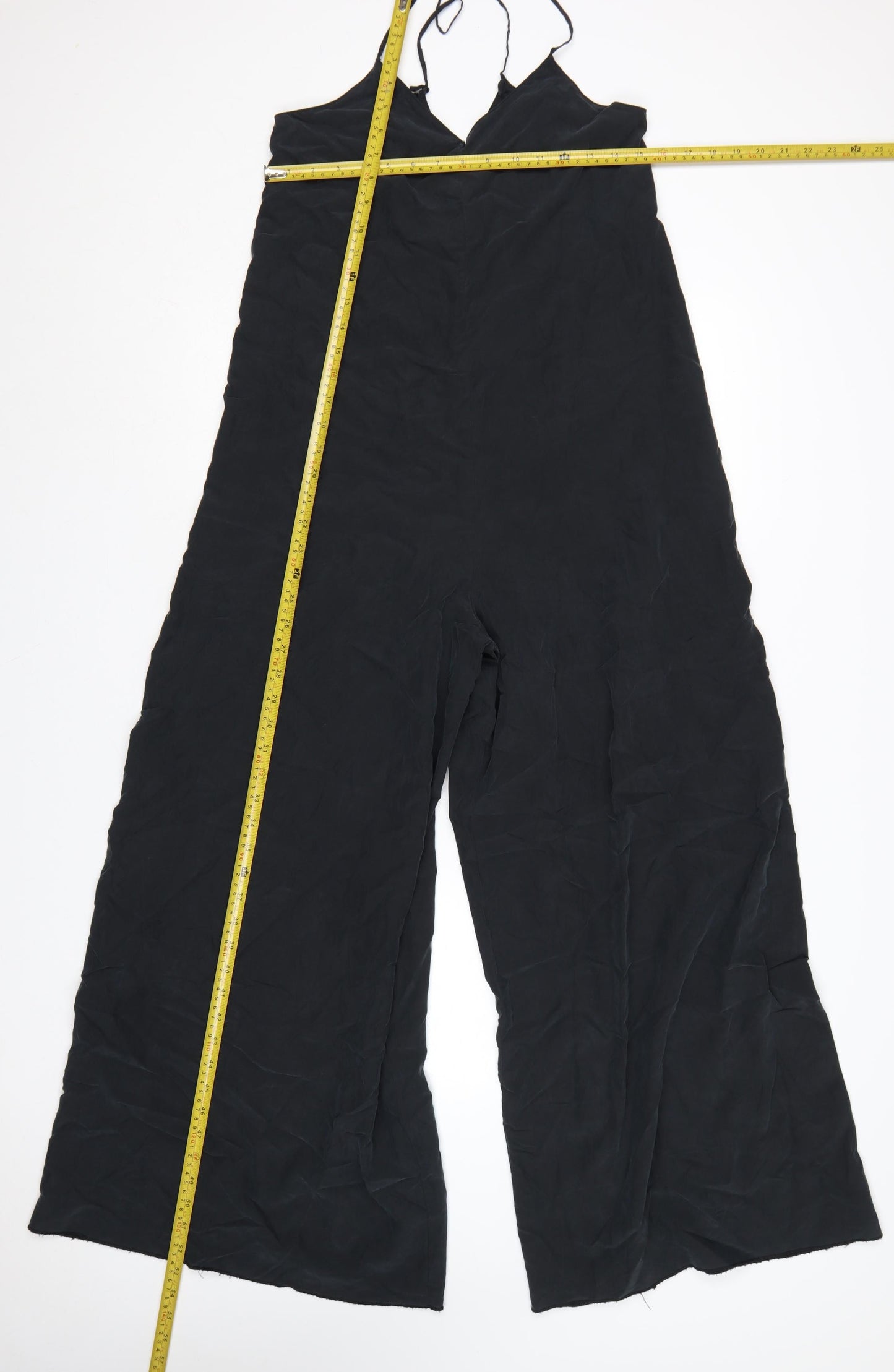 Zara Women Black Wide-Leg Strappy Jumpsuit Size S Lightweight