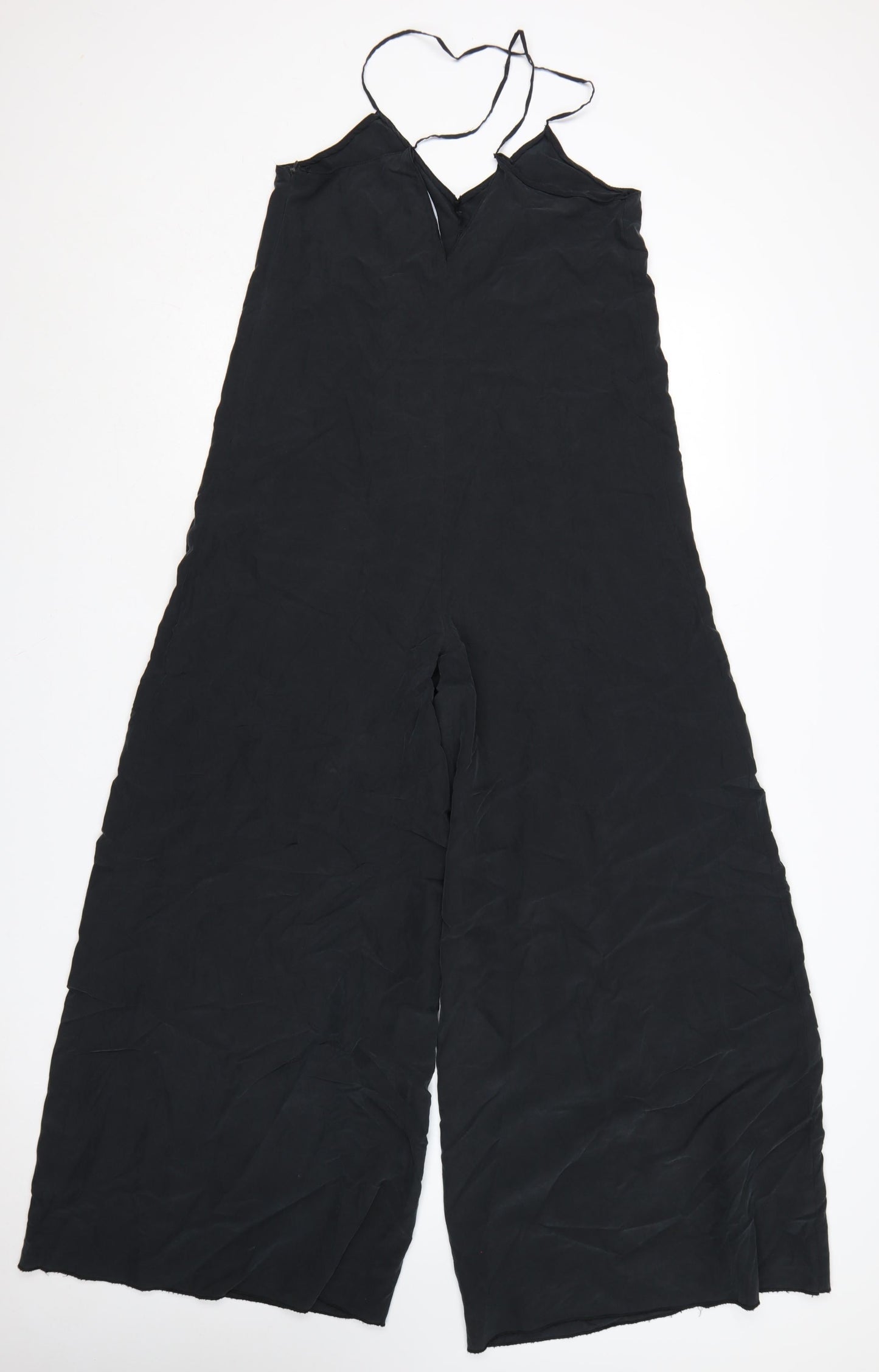 Zara Women Black Wide-Leg Strappy Jumpsuit Size S Lightweight