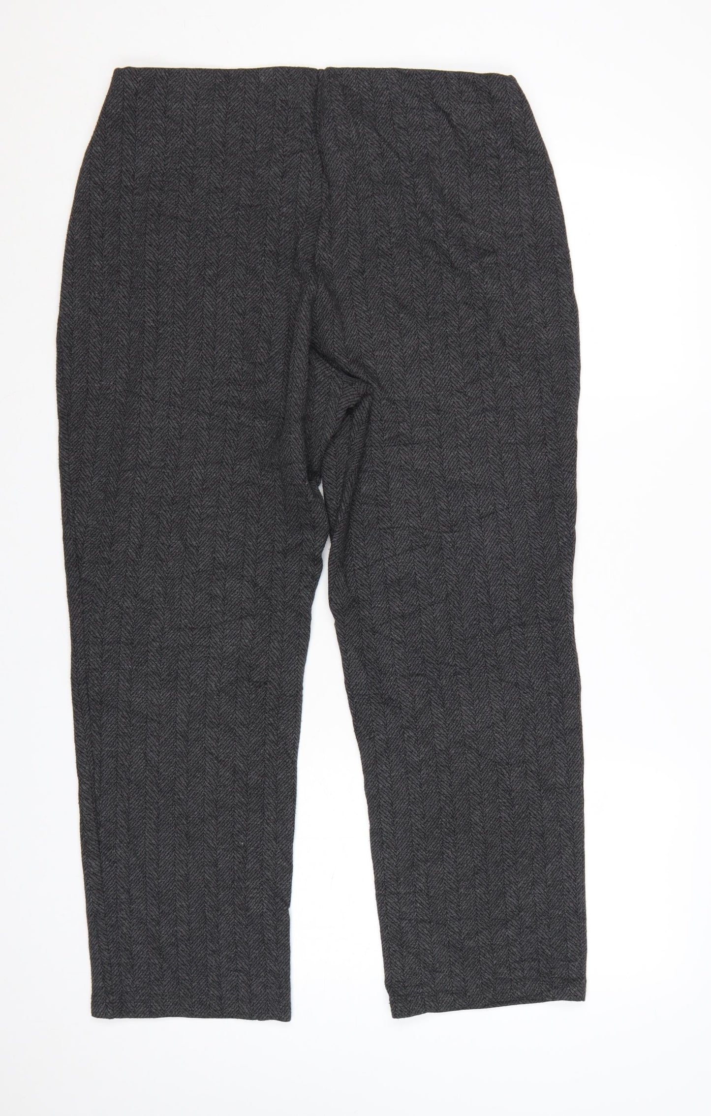 Marks and Spencer Womens Grey Herringbone Knit Trousers Size 16
