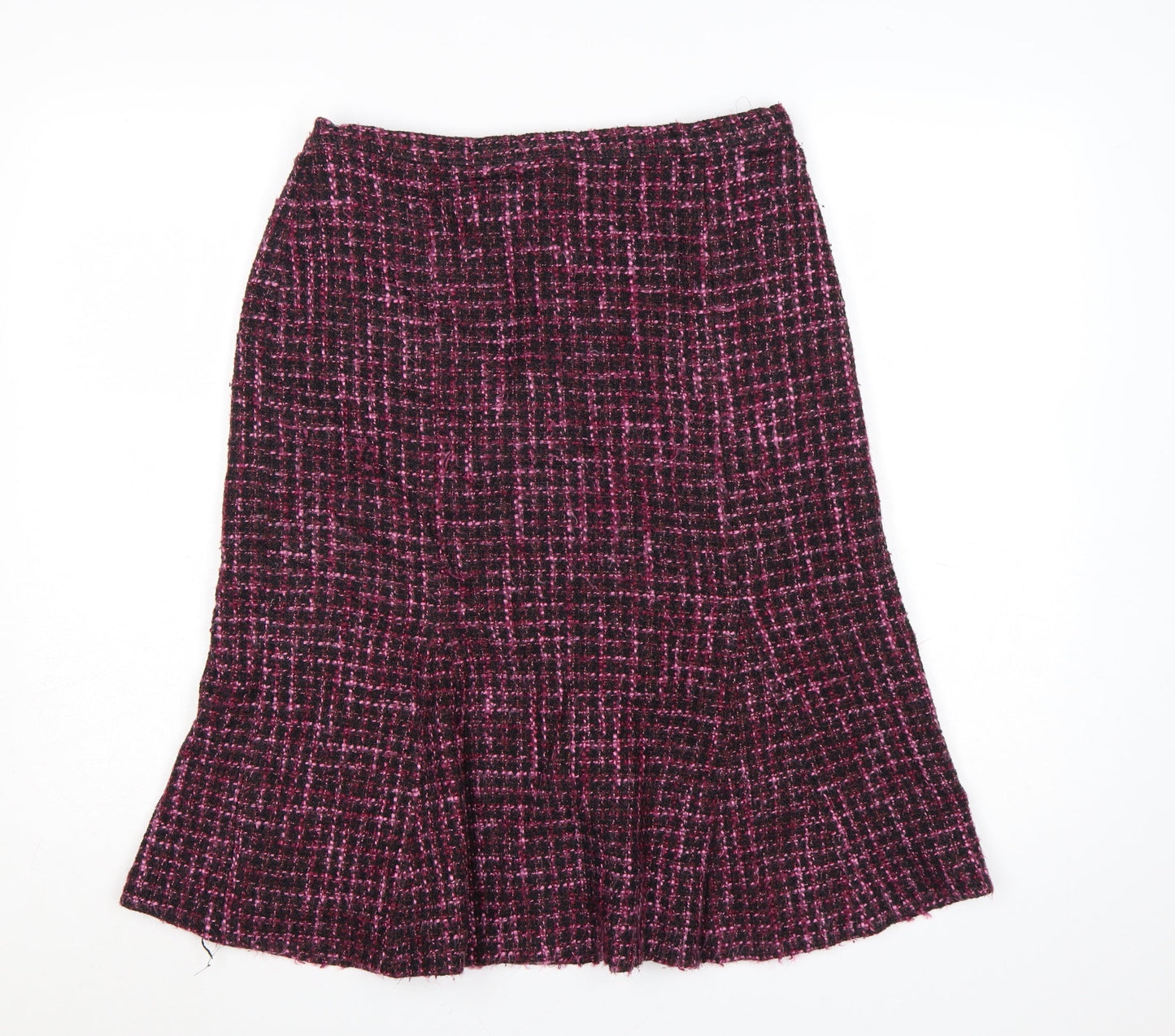 Debenhams Women Purple A-Line Tweed Skirt Size 12 Wool Blend