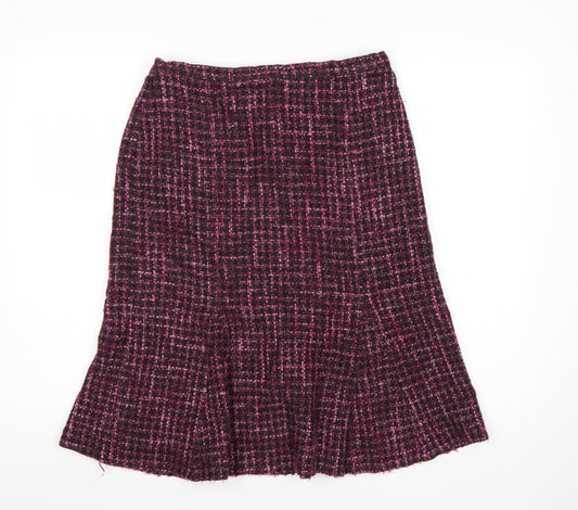 Debenhams Women Purple A-Line Tweed Skirt Size 12 Wool Blend