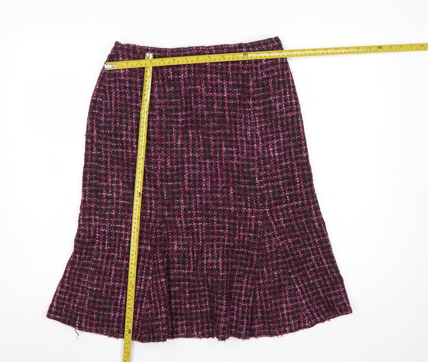 Debenhams Women Purple A-Line Tweed Skirt Size 12 Wool Blend