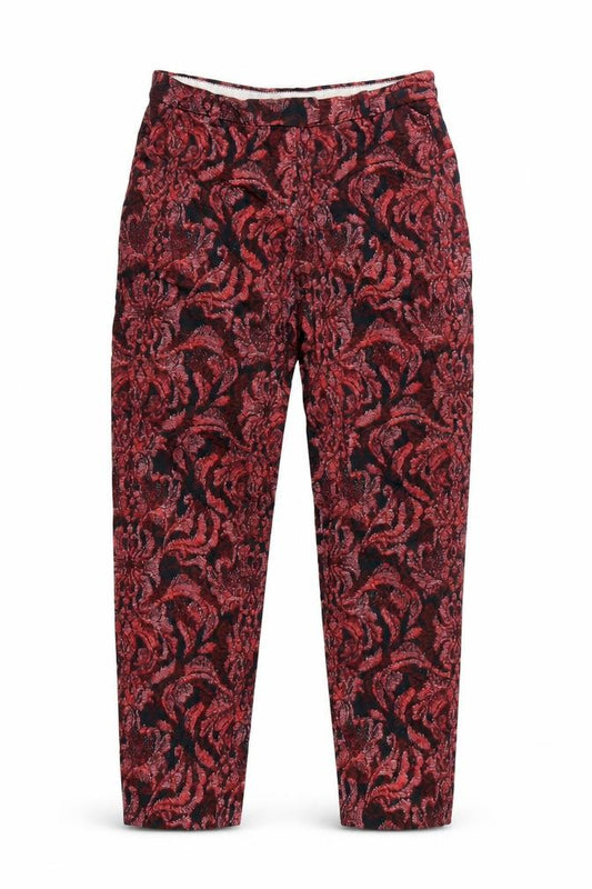 H&M Womens Red Floral Slim Cropped Trousers Size 8