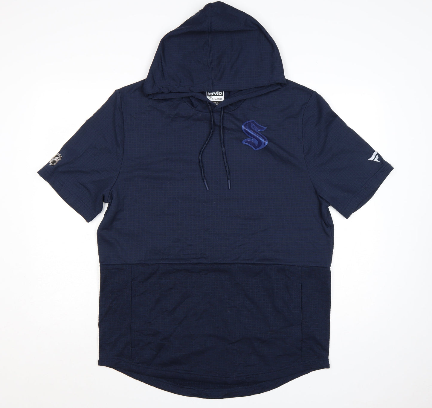 Fanatics Men's Blue Short Sleeve Pullover Hoodie Size L