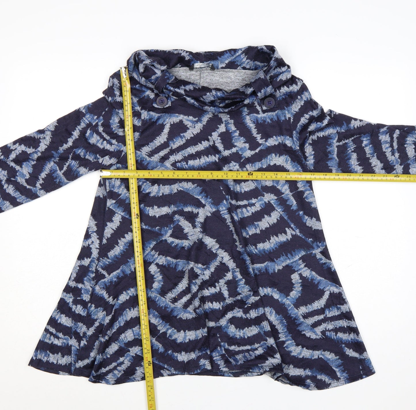 Roman Women’s Blue Abstract Cowl Neck Tunic Top Size 12