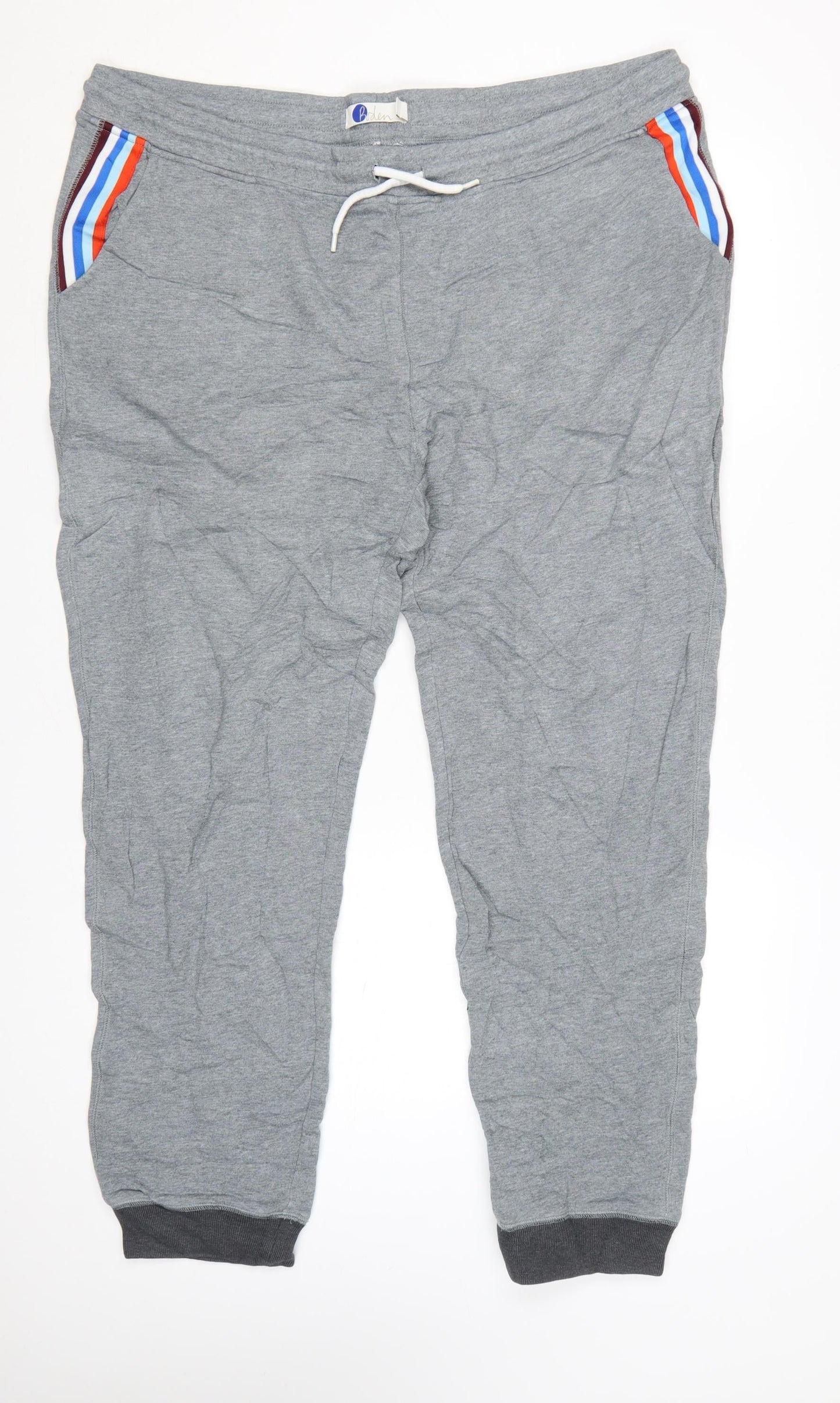 Boden Men's Grey Cotton Jogger Trousers XL Comfortable Casual