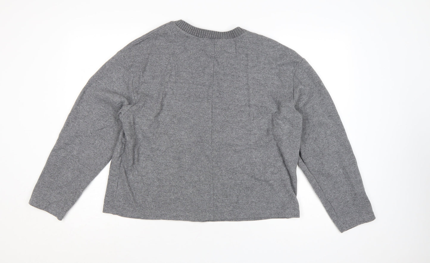 Stradivarius Women’s Grey Cotton Blend Crew Neck Jumper Size L