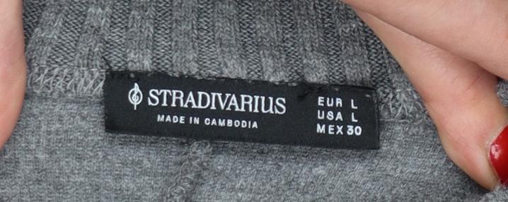 Stradivarius Women’s Grey Cotton Blend Crew Neck Jumper Size L
