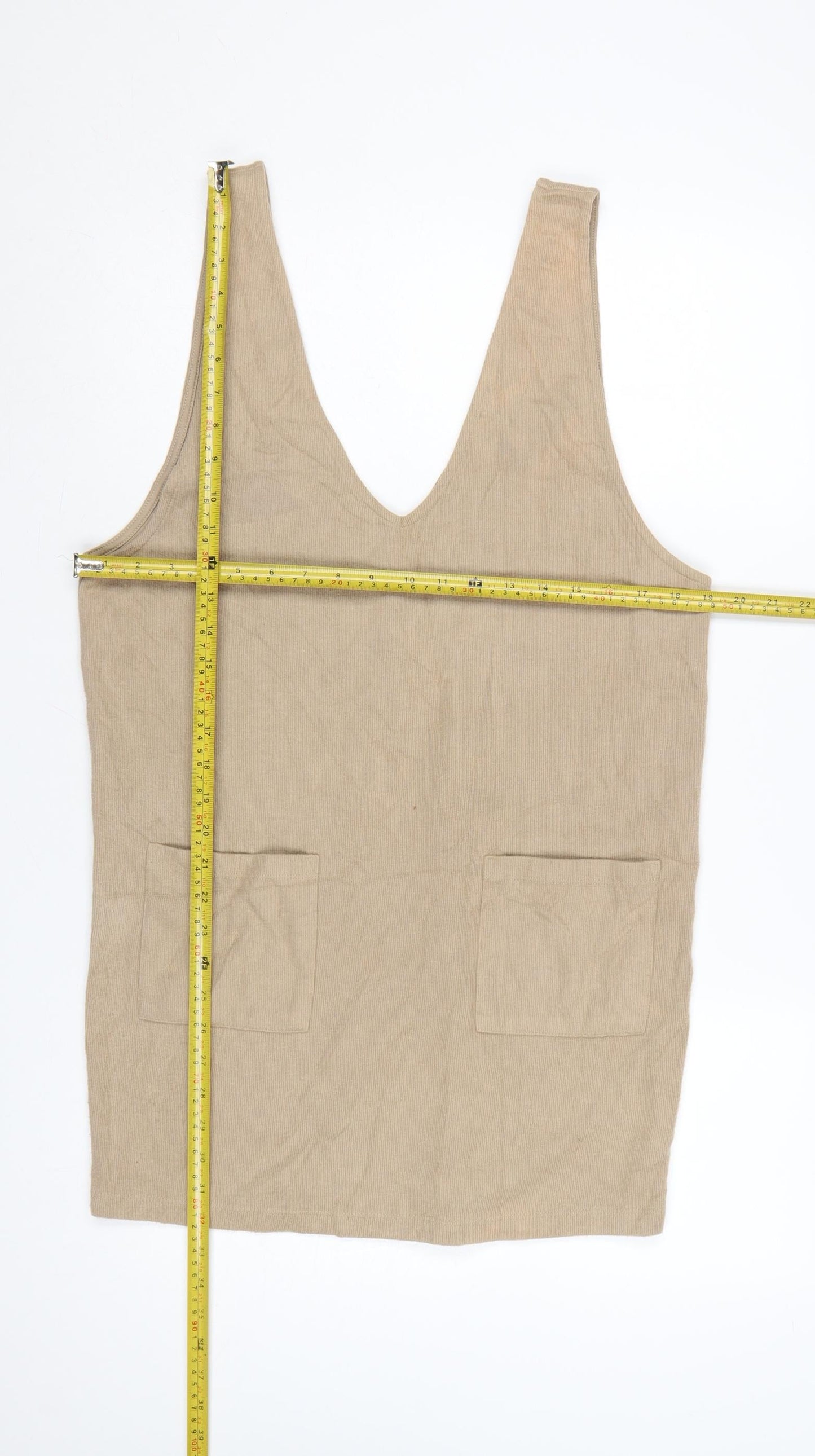 ASOS DESIGN Women Beige Size 6 Pinafore Dress with Pockets