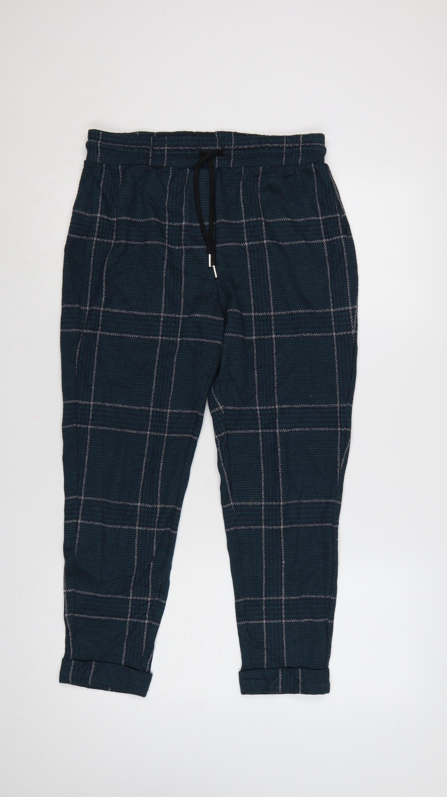 Marks and Spencer Women’s Blue Check Jogger Trousers Size 10