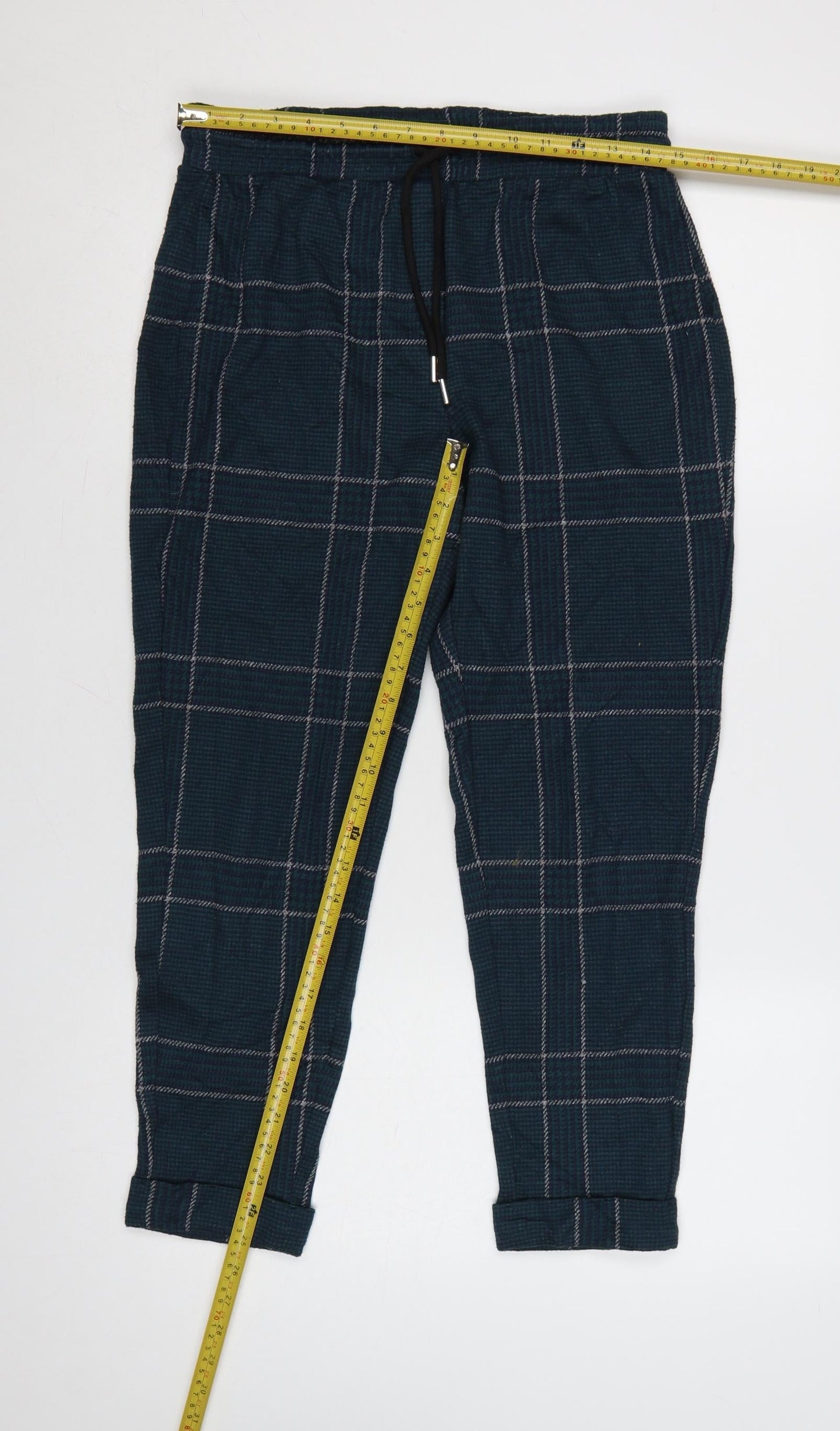 Marks and Spencer Women’s Blue Check Jogger Trousers Size 10