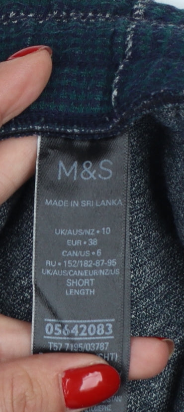 Marks and Spencer Women’s Blue Check Jogger Trousers Size 10