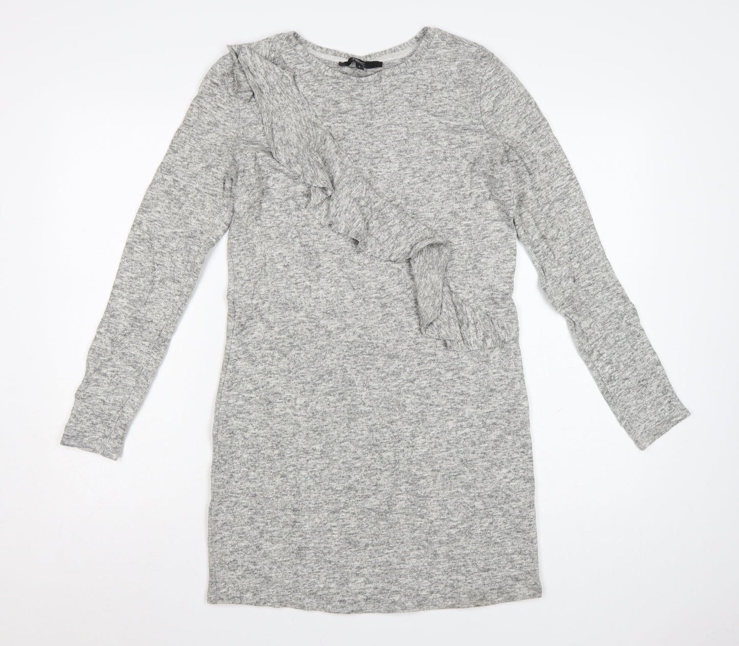Next Women’s Grey Long Sleeve Ruffle Knit Sweater Dress Size 8