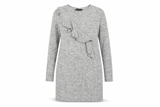 Next Women’s Grey Long Sleeve Ruffle Knit Sweater Dress Size 8