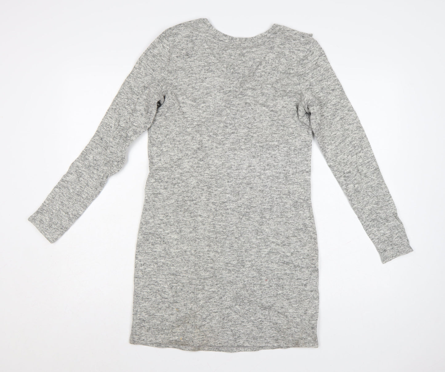 Next Women’s Grey Long Sleeve Ruffle Knit Sweater Dress Size 8