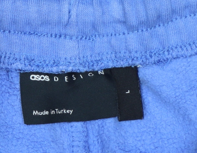 ASOS DESIGN Mens Blue L Sweat Shorts Elastic Waist Cotton Casual