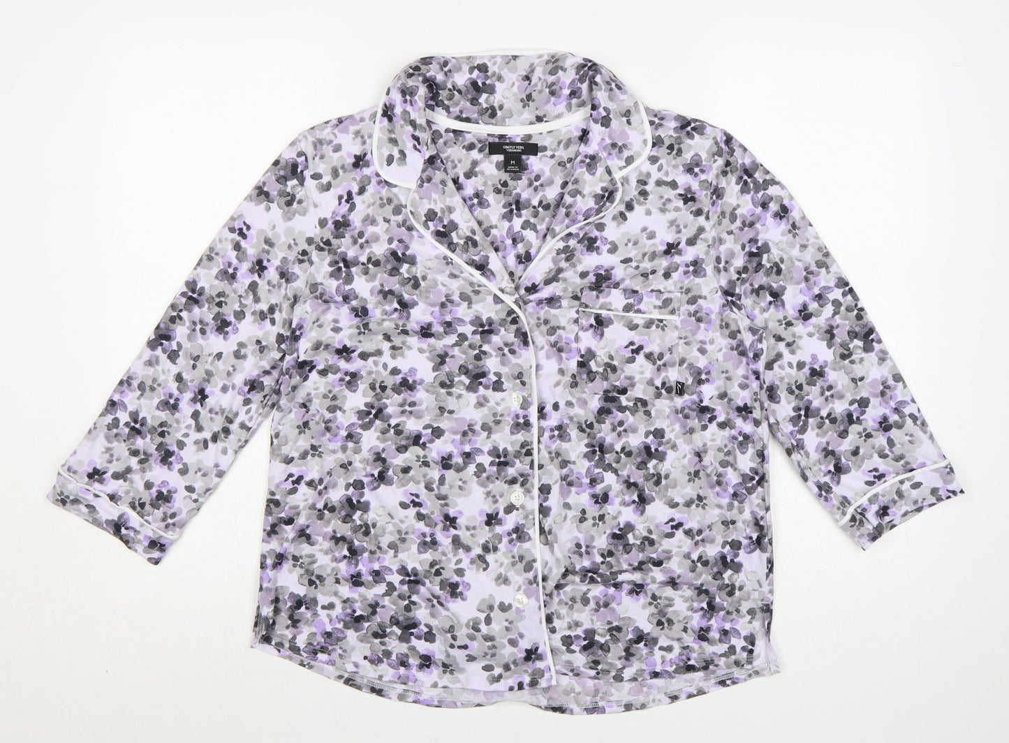 Simply Vera Vera Wang Women's Multicoloured Floral Jersey Pyjama Top M
