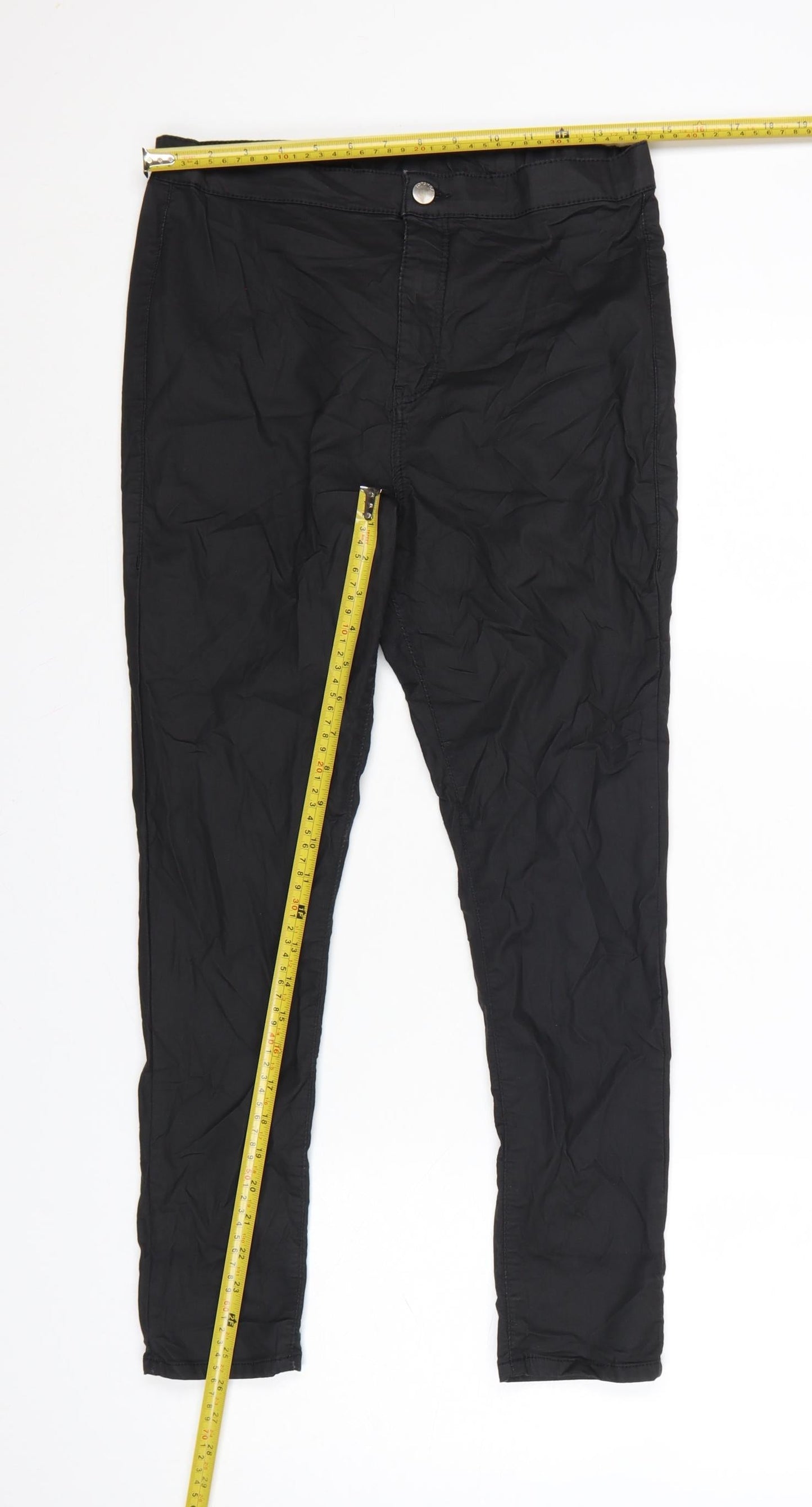 Topshop Womens Black Skinny Trousers Cotton Blend W32 L30