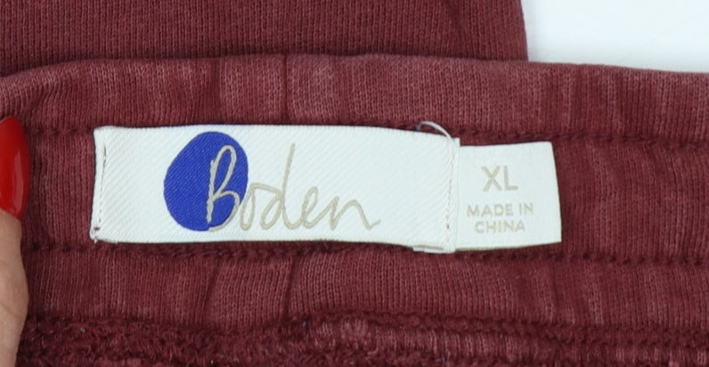 Boden Men Red XL Cotton Jogger Trousers with Stripe Detail