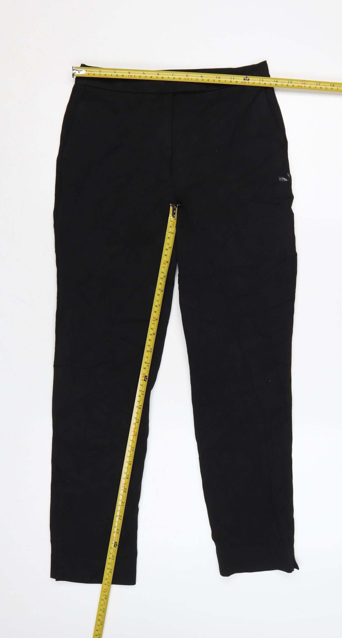 Marks and Spencer Women's Black Regular Straight Trousers Size 8