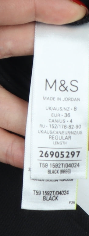 Marks and Spencer Women's Black Regular Straight Trousers Size 8
