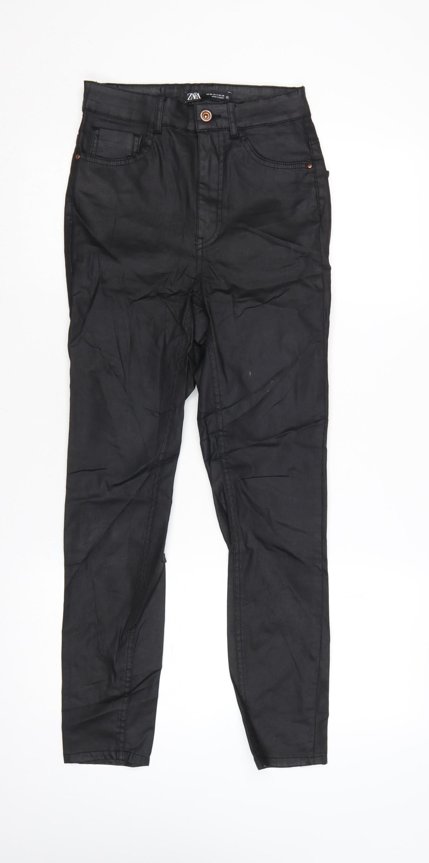 Zara Womens Black Slim Trousers Size 10 Cotton Blend