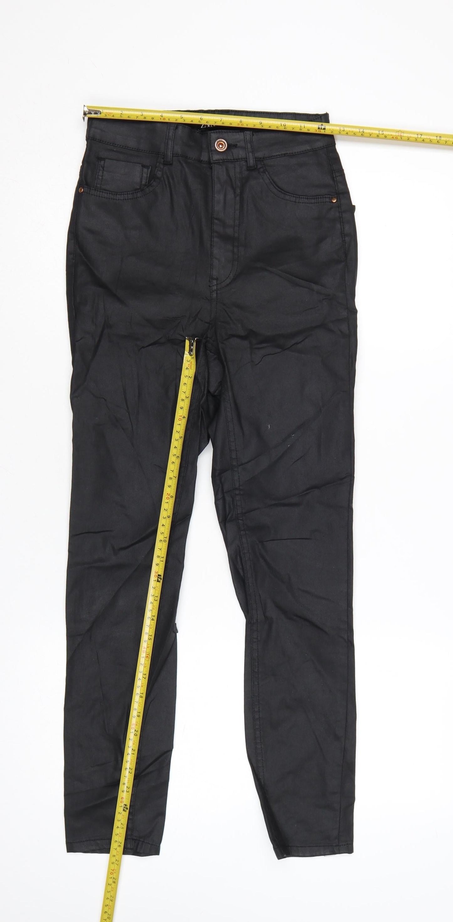 Zara Womens Black Slim Trousers Size 10 Cotton Blend