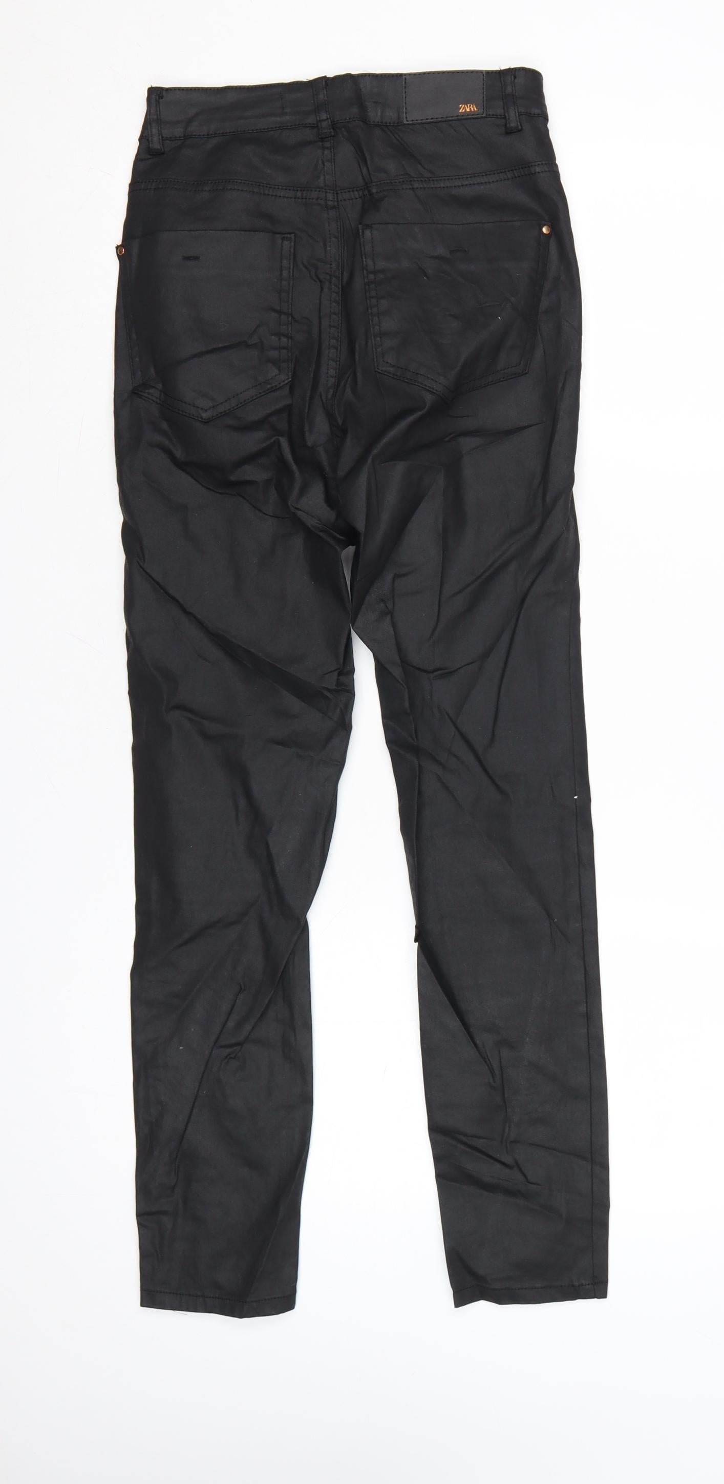Zara Womens Black Slim Trousers Size 10 Cotton Blend