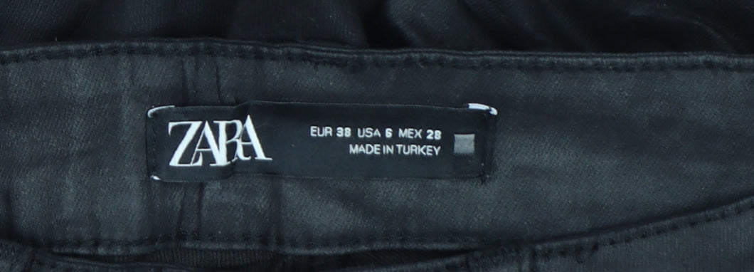 Zara Womens Black Slim Trousers Size 10 Cotton Blend