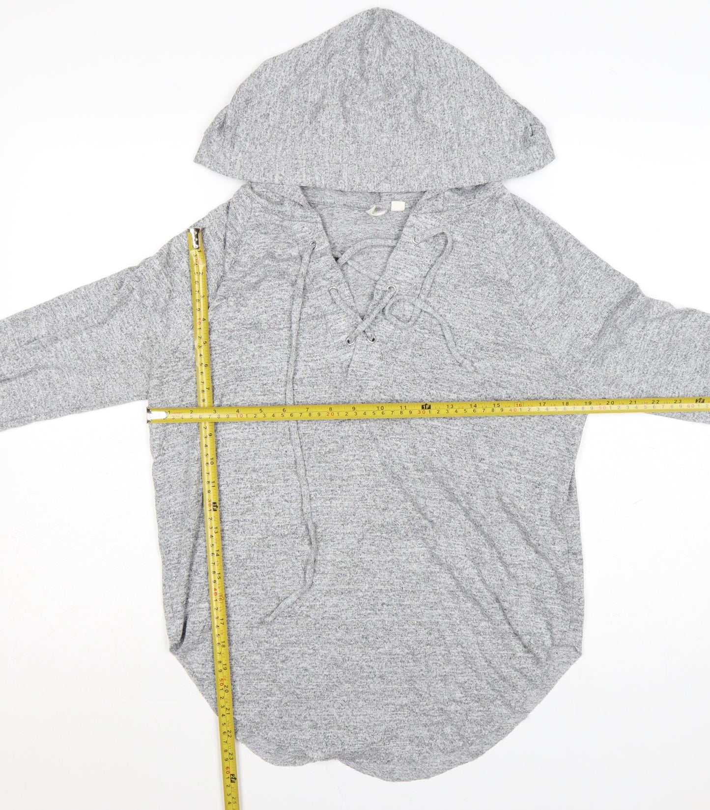 GAP Womens Grey XS Lace-Up Hoodie Pullover Long Sleeve Top