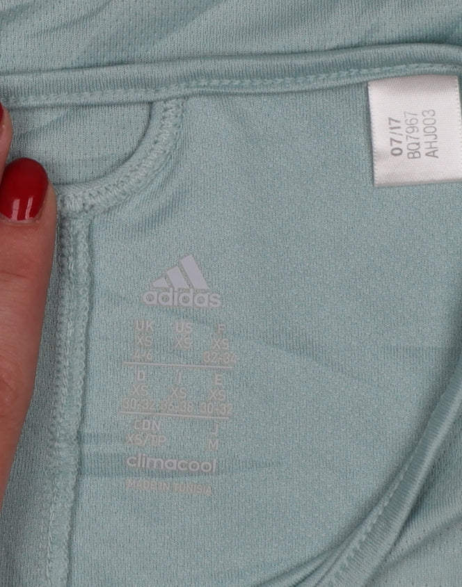 adidas Women Blue XS Climalite Running T-Shirt Lightweight Top