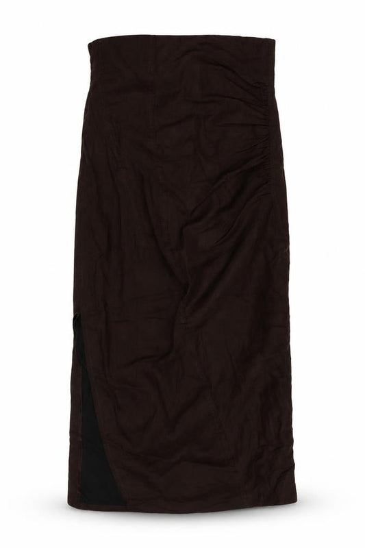 Zara Women Brown Linen Blend Midi Sheath Dress XS