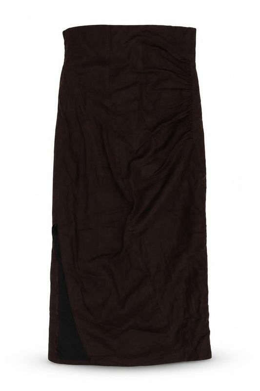 Zara Women Brown Linen Blend Midi Sheath Dress XS